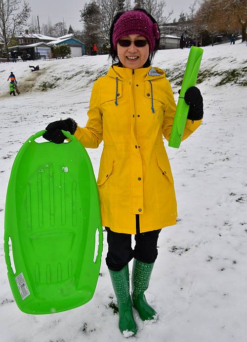 yumi sledding ron mclean park burnaby bc