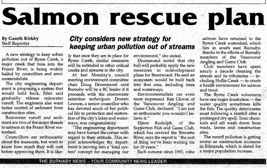 byrne creek salmon rescue plan 1995